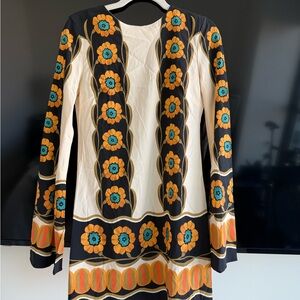 LA DoubleJ Floral Long Sleeve Dress - Black, Orange, Cream